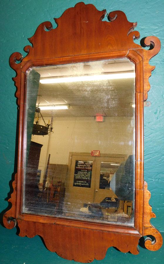 Antique Mahogany Chippendale Mirror: Antique Mahogany Chippendale Mirror. 16 3/4" X 27 1/4"