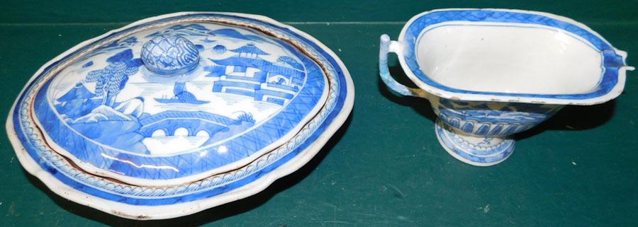 19th C Canton Covered Vegetable Server & Creamer (1 of 5)