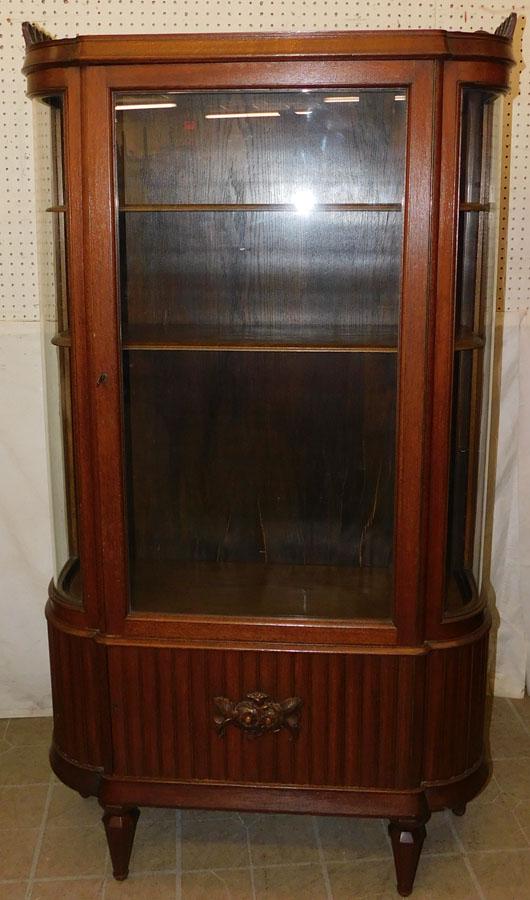 Antique Oak Bow Front Cabinet (1 of 6)
