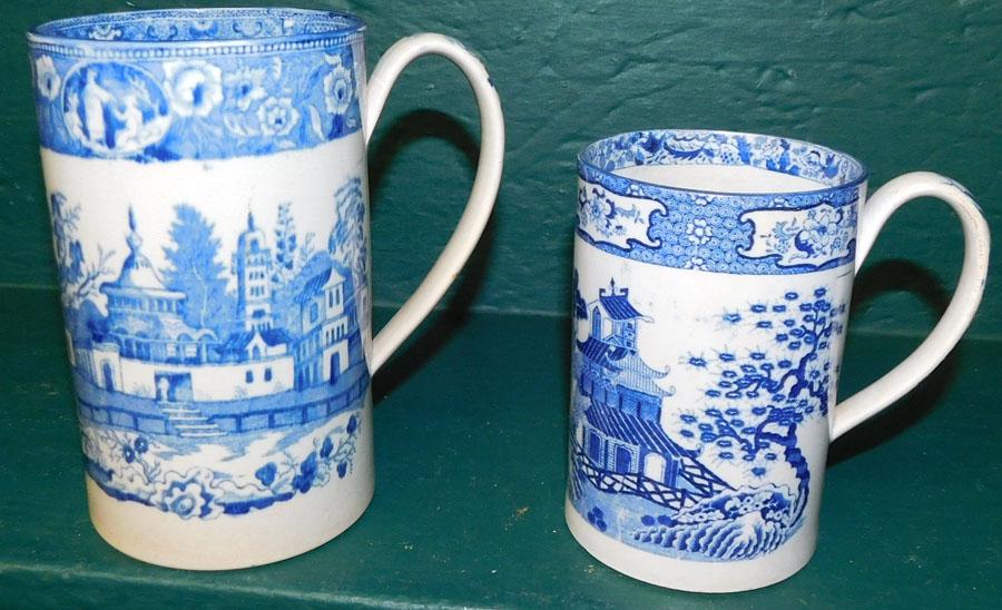 Two Chinoiserie Blue & White Transfer Mugs (1 of 4)