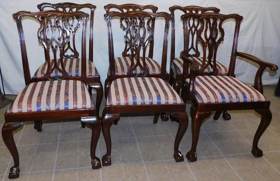 Set 6 Mahogany Chippendale Dining Chairs (1 of 3)