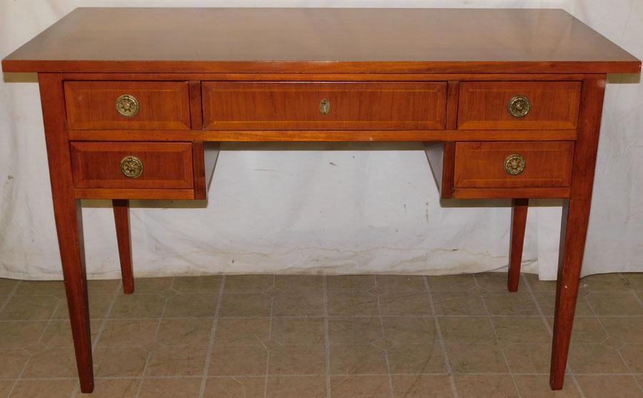 Italian Walnut Bell Flower Inlay Bureau Plat (1 of 8)
