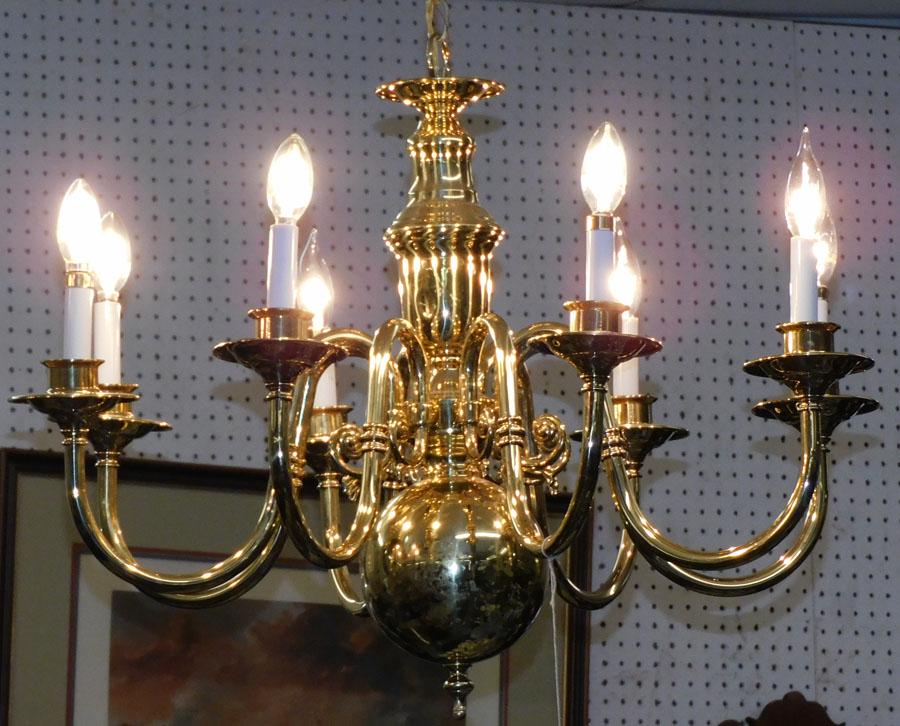 Brass 8 Light Chandelier (1 of 3)