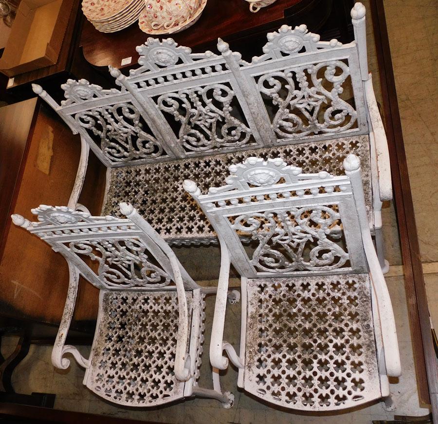 3 Pc Vict Gothic Style Cast Iron Patio Set (Bench As Is) (1 of 20)