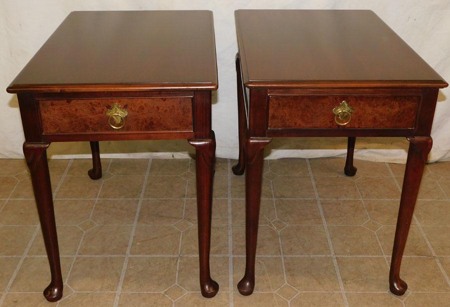 Pair Walnut Queen Anne End Tables By Baker (1 of 7)