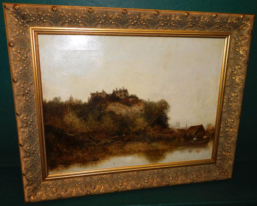 Antique OOC Castle Scene Signed & Dated (1 of 6)