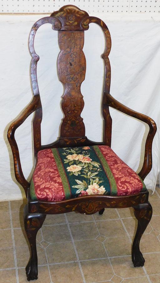 19th C Dutch Marquetry Inlaid Arm Chair (1 of 10)