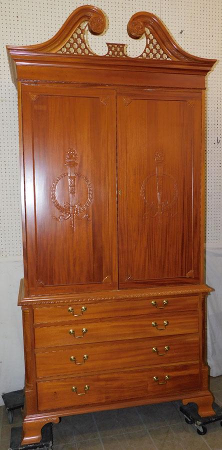 Satin Mahogany 2 Part TV Cabinet (1 of 11)