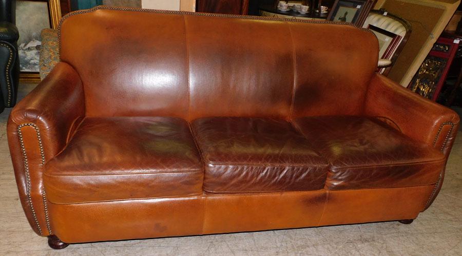 Distressed Leather Sofa By Barcalounger (1 of 6)