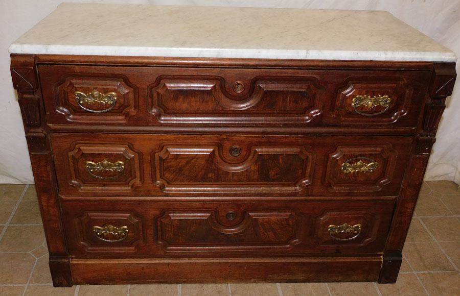 Victorian Walnut Marble Top Chest (1 of 6)