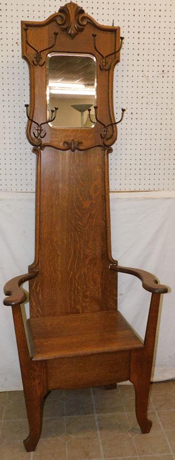 Antique Quartersawn Oak Hall Tree (1 of 4)