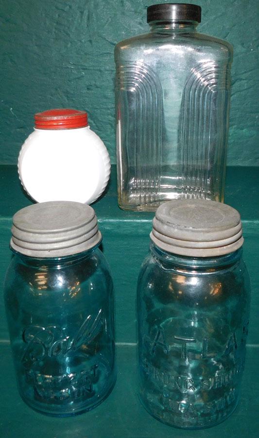 Lot of Vintage Canning Jars, Milk Glass Shaker, & Glass Jar (1 of 1)