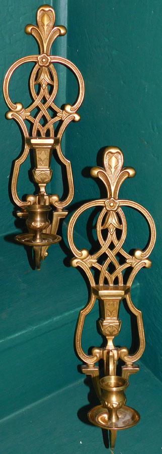 Pair of Art Deco Style Brass Wall Sconces (1 of 3)