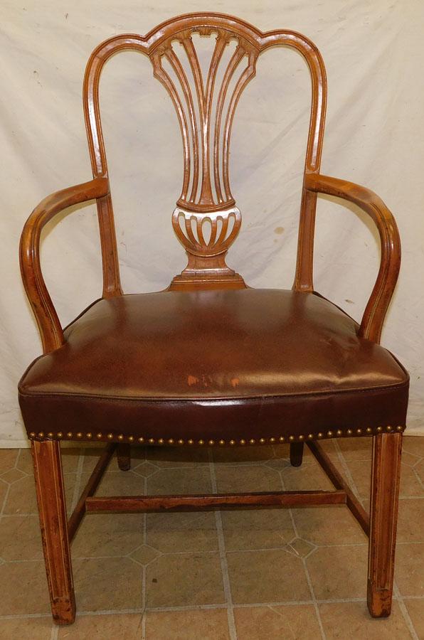 Walnut & Leather Seat Arm Chair (1 of 3)