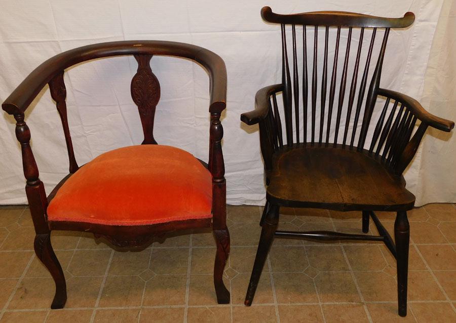 Antique Spindle Back Arm Chair & Victorian Arm Chair (1 of 4)