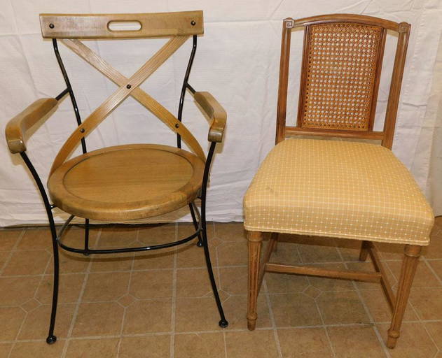 Bleach Mahogany Arm Chair & Cane Back Chair (0375) on Apr 06, 2022