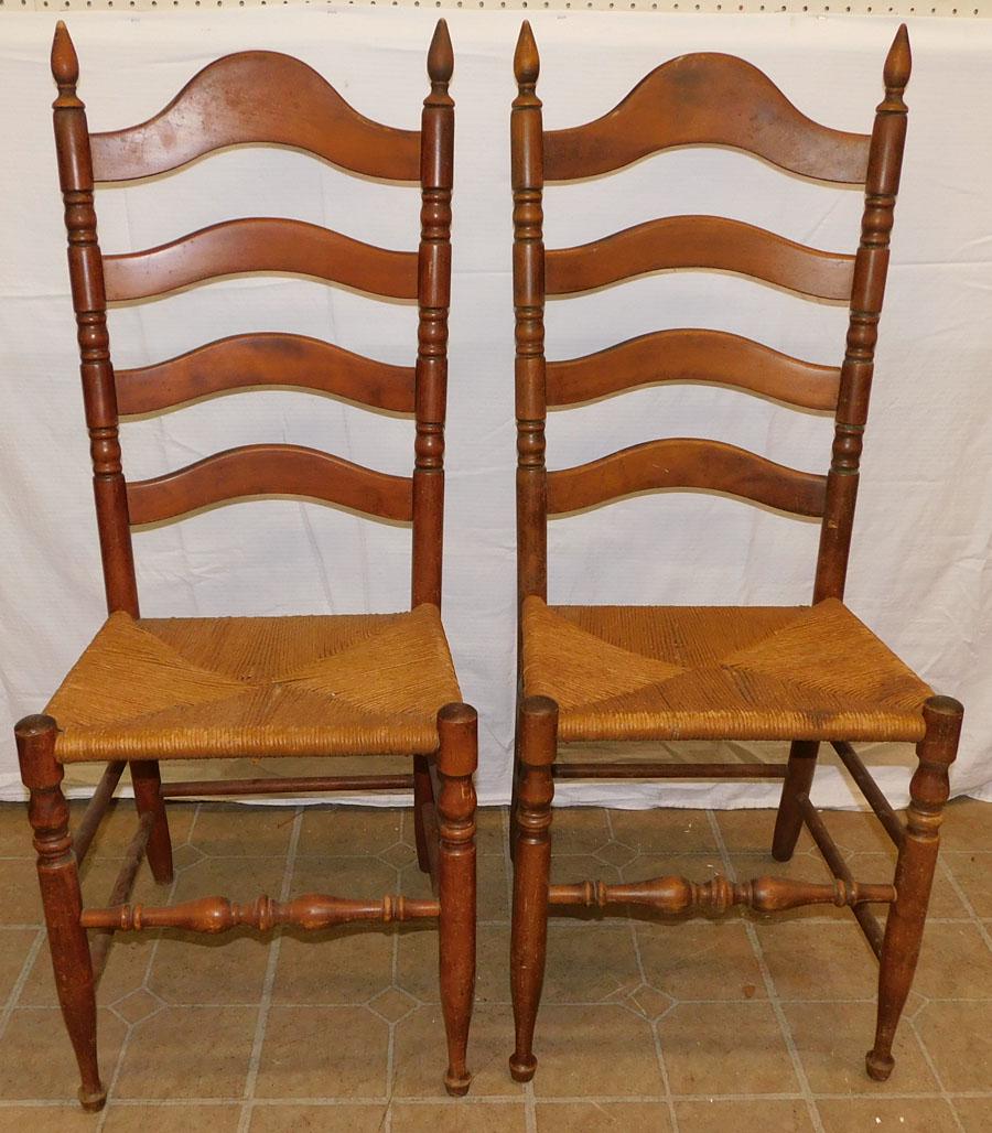 Pair Ladderback Rush Bottom Side Chairs (1 of 3)