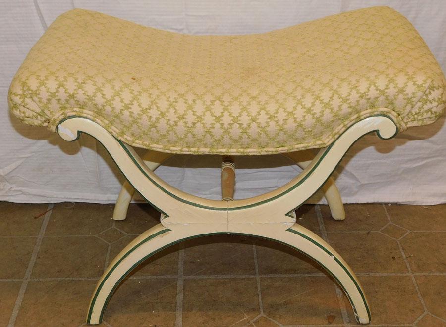Painted French Upholstered Vanity Bench (1 of 3)