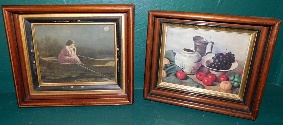 Two Victorian Walnut Shadow Box Framed Prints (1 of 4)