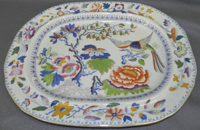 Ironstone platter in "Indian Tree" pattern. : Ironstone platter in "Indian Tree" pattern. 14 1/2" x 18 1/2'.