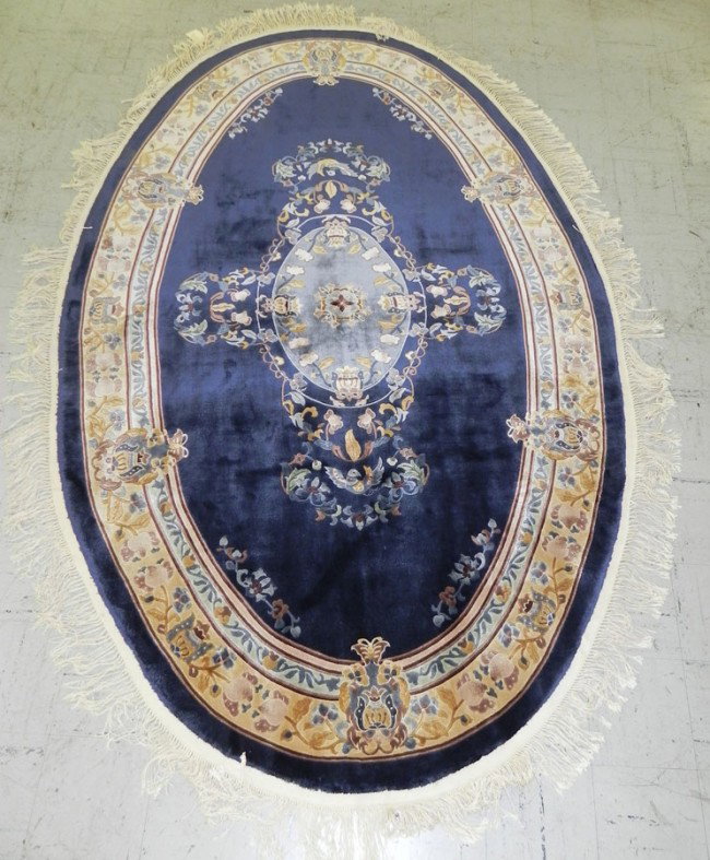 5'9" x 8'9" Chinese silk oval rug : 5'9" x 8'9" Chinese silk oval rug (Raleigh, NC estate).
