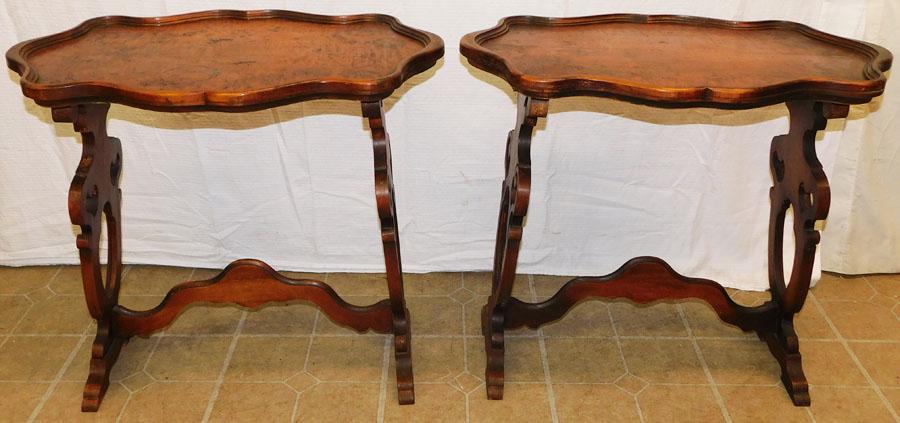Pair of Cherry Turtle Top Shaped End Tables (1 of 6)