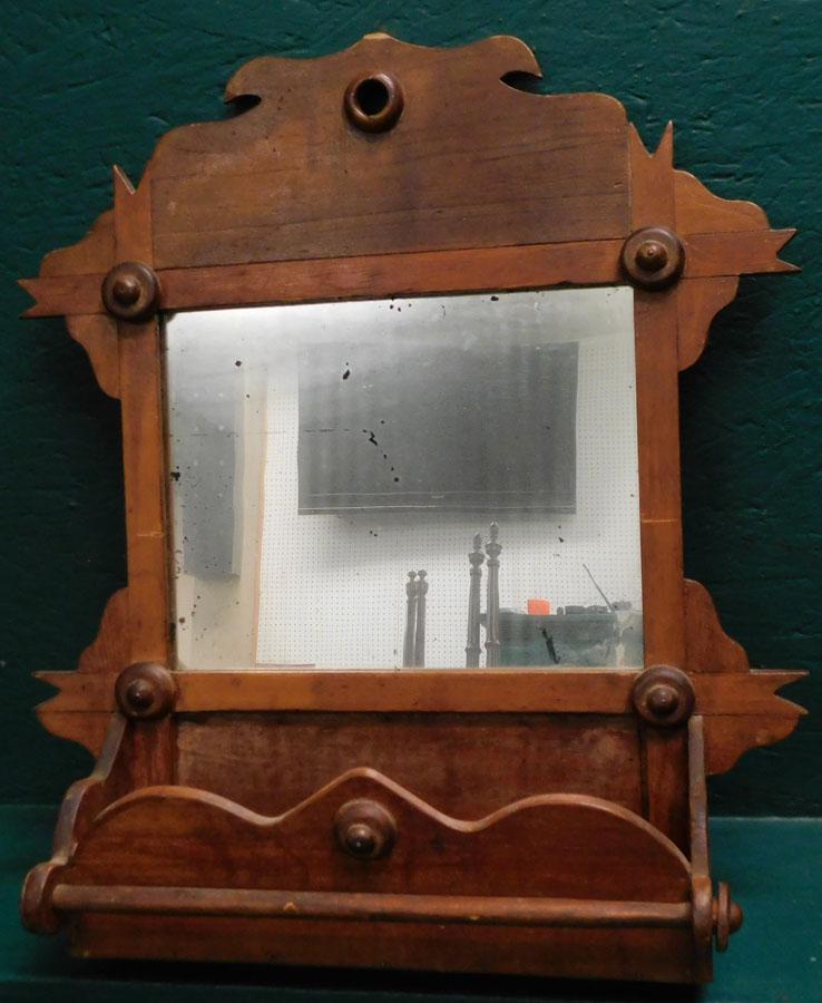 Antique Cherry Shaving Mirror with Towel Rack (1 of 4)