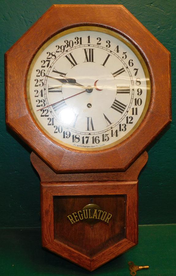 Antique Oak Regulator Clock By The Arthur Pequegnat (1 of 5)