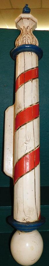 Painted Wood Carved Barbers Pole (1 of 3)