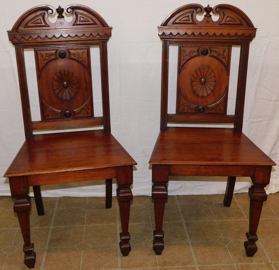 Pair Walnut Carved Side Chairs (1 of 4)