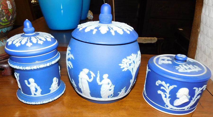 Wedgwood Jasperware Biscuit Barrel, Trinket Box, & Commemorative Box (1 of 4)