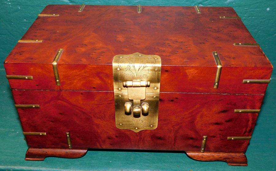 Burl Wood Campaign Style Oriental Dresser Box (1 of 6)