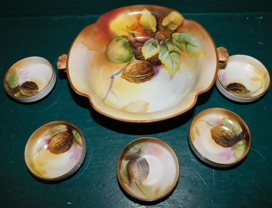 Noritake Paint Decorated Porcelain Nut Set (1 of 2)