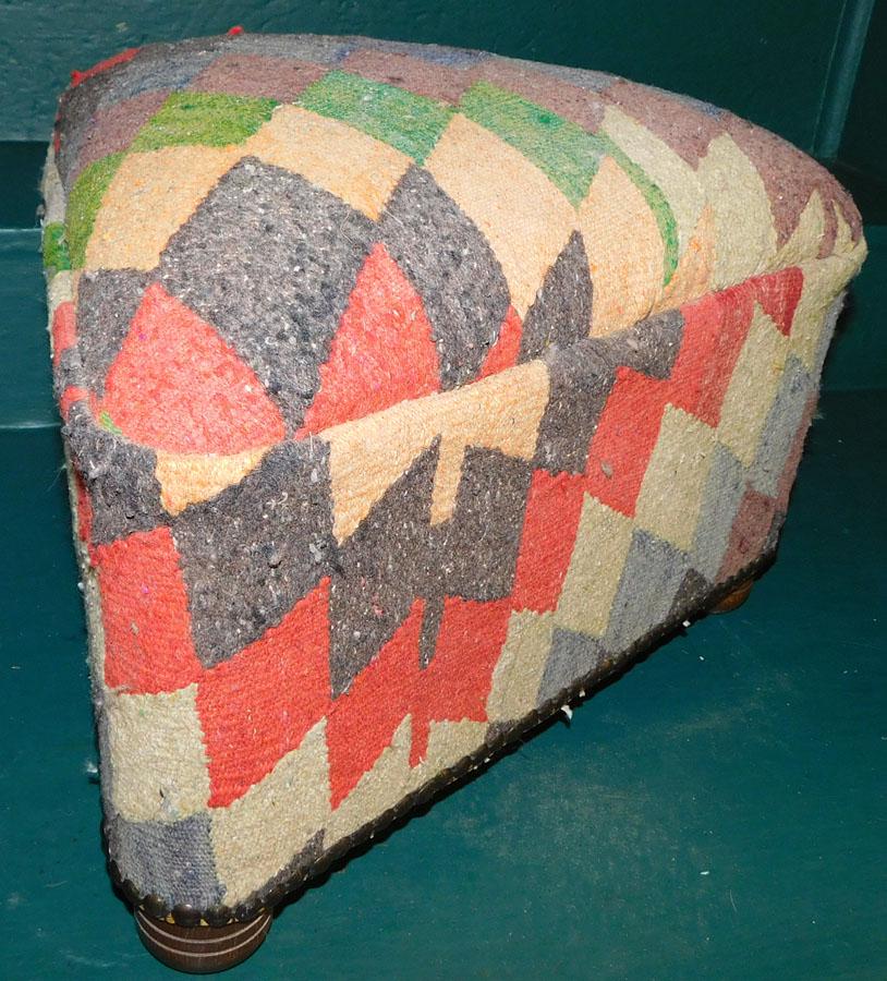 Kilim Rug Upholstered Ottoman (1 of 8)