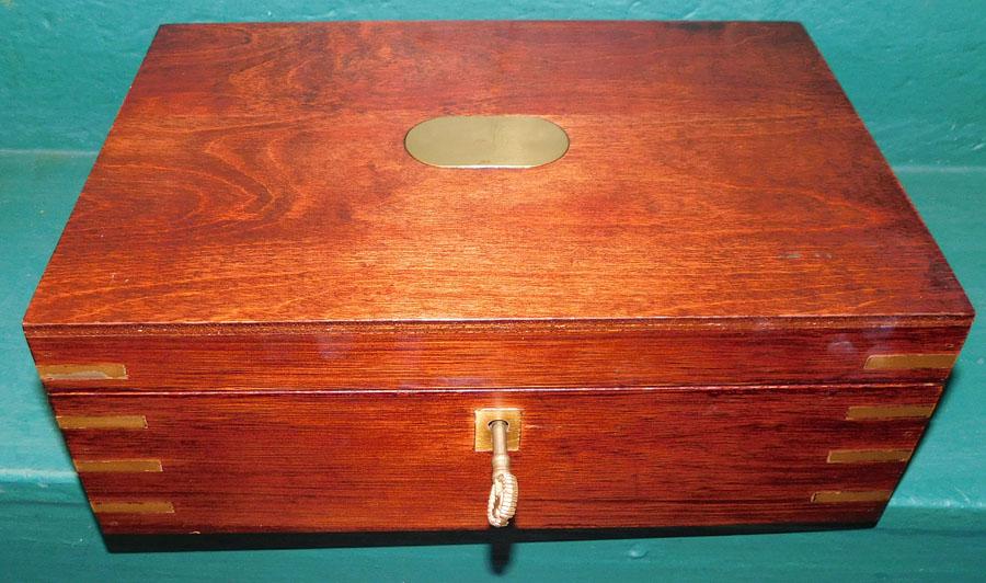 Mahogany Brass Bound Campaign Style Document Box (1 of 3)