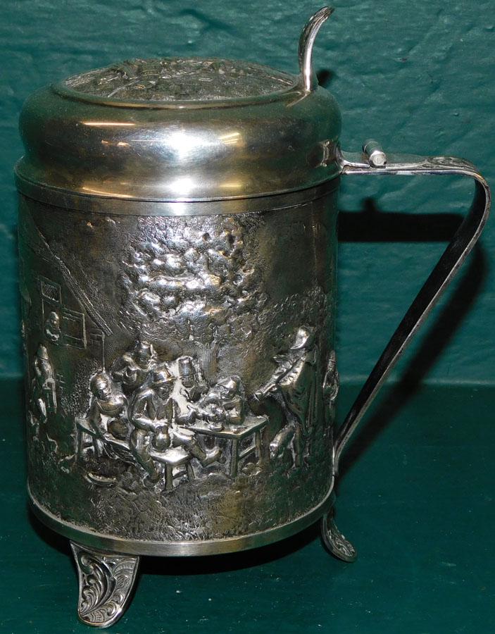 Antique Dutch Silver Figural Repousse Tankard (1 of 4)