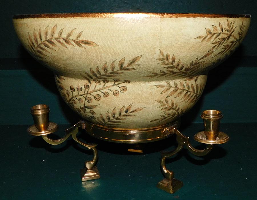 Paint Decorated Porcelain Bowl On Brass Candle Stand (1 of 3)