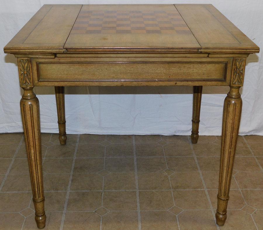 Bleached Mahogany Checkered Board Top Game Table (1 of 7)