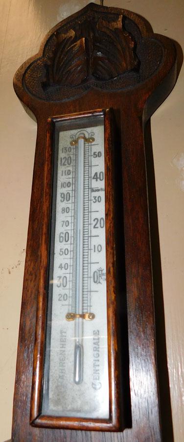 Antique English Oak Carved Barometer (1 of 4)