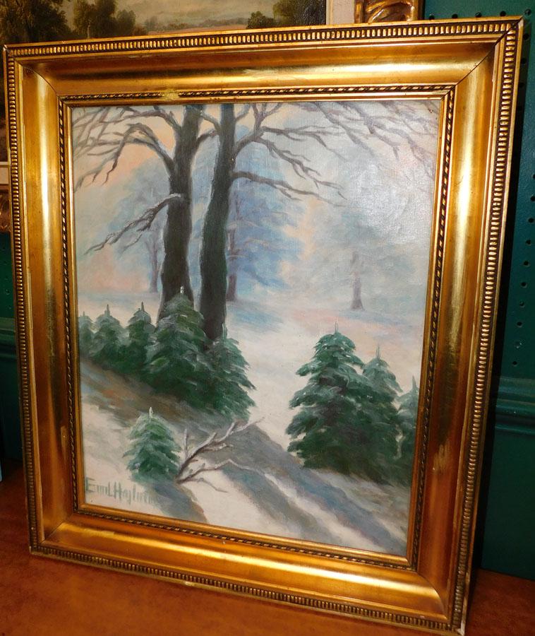 Antique OOC Snow Scene - Signed (1 of 4)