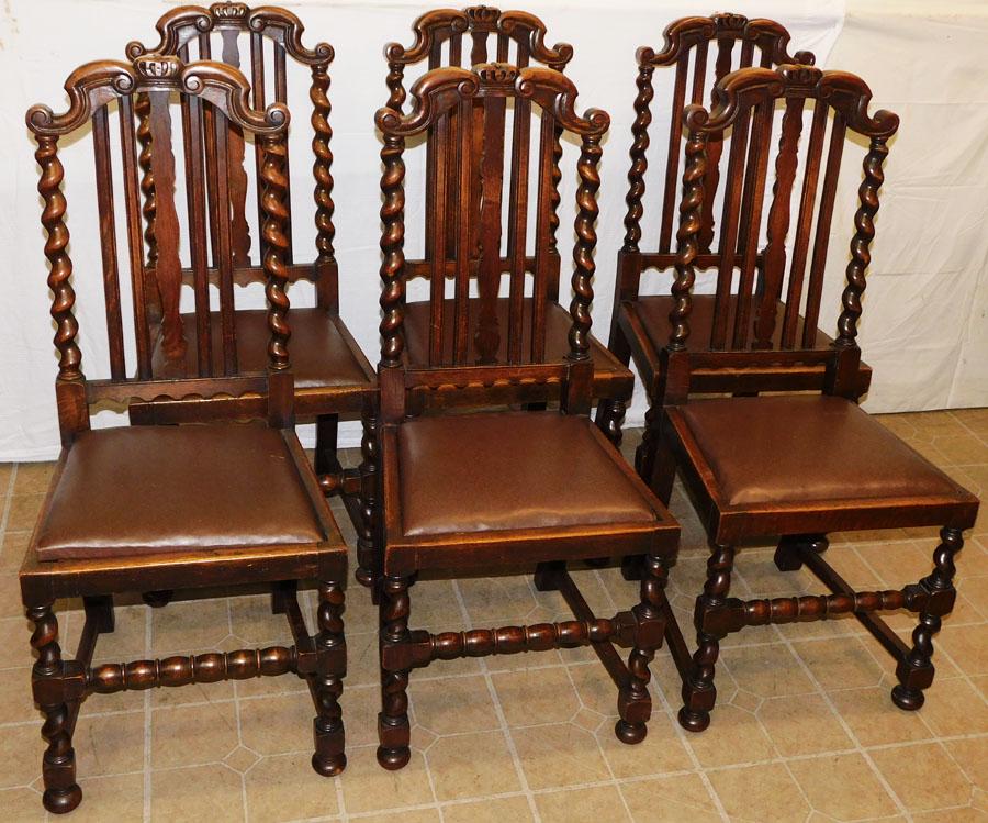 Set 6 Antique Oak Barley Twist Dining Chairs (1 of 4)
