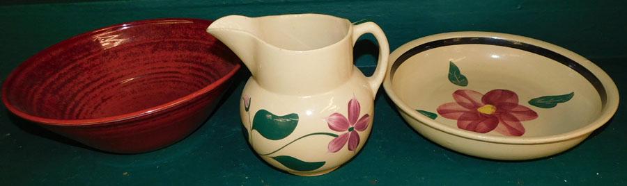2 Pc Watt Pottery & NC Red Pottery Bowl (1 of 4)