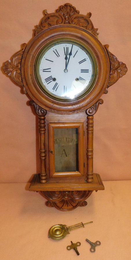 Antique Ansonia Walnut Regulator Wall Clock (1 of 5)