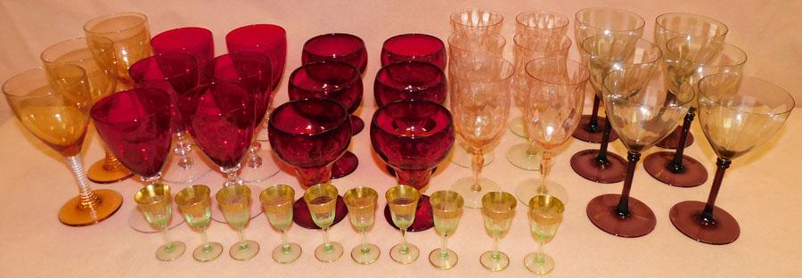 Lot Colored Glass Stemware (1 of 5)