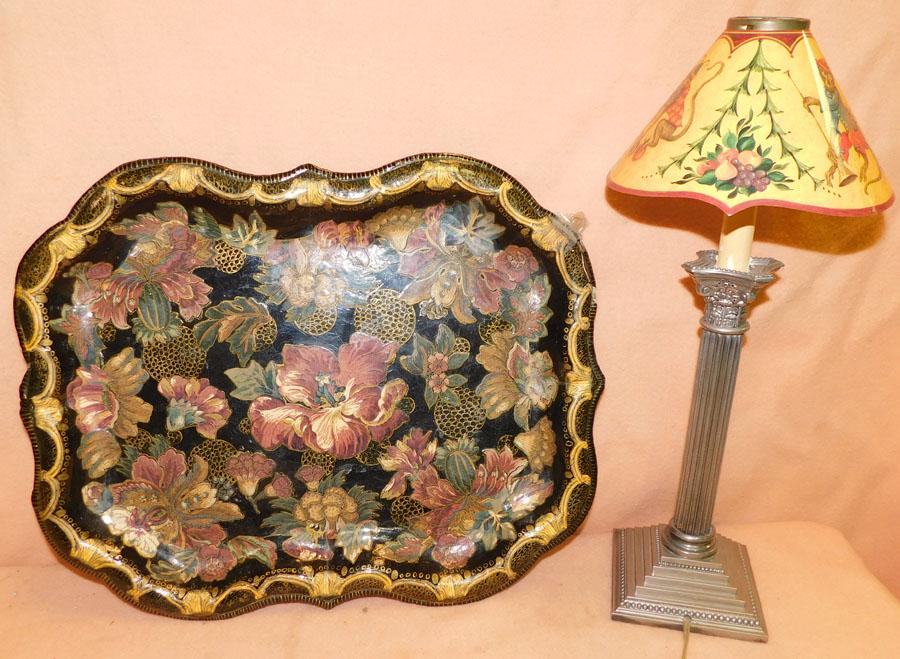 Paper Mache Tray (Signed)Corinthian Column Lamp (1 of 5)