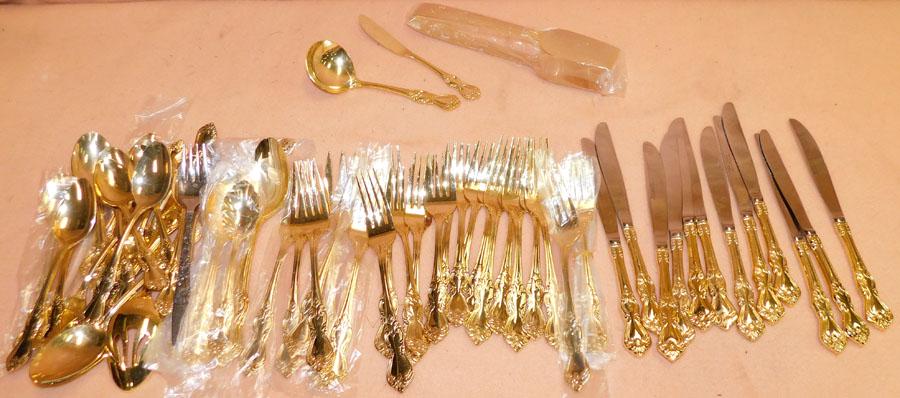 Lot Reed & Barton Gold Wash Flatware: Lot Reed & Barton Gold Wash Flatware .