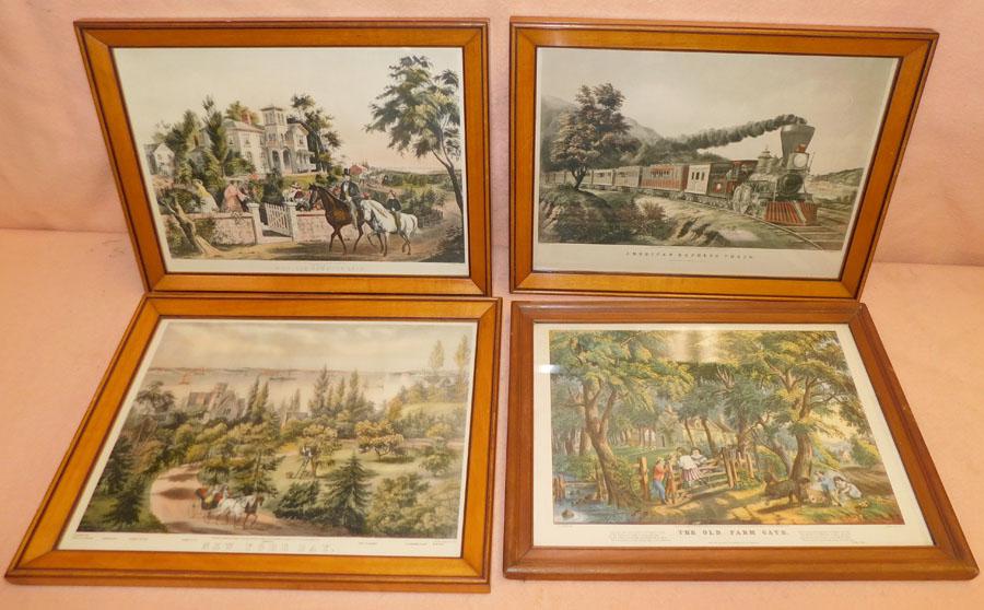 Lot 4 Framed Currier & Ives Lithographs (1 of 5)