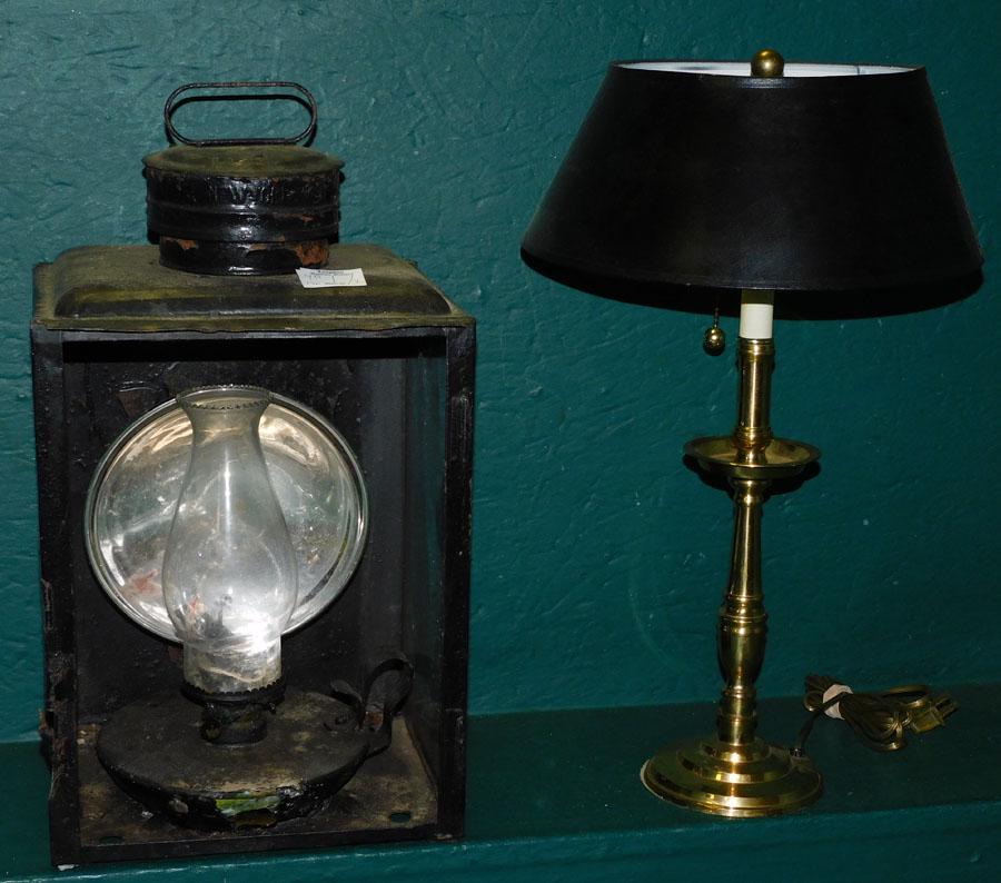 Antique Tole Oil Lantern & Brass Lamp (1 of 5)