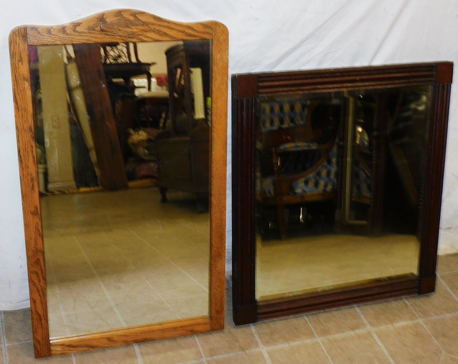 Antique Walnut Framed Victorian Mirror & Oak Framed Mirror (1 of 3)