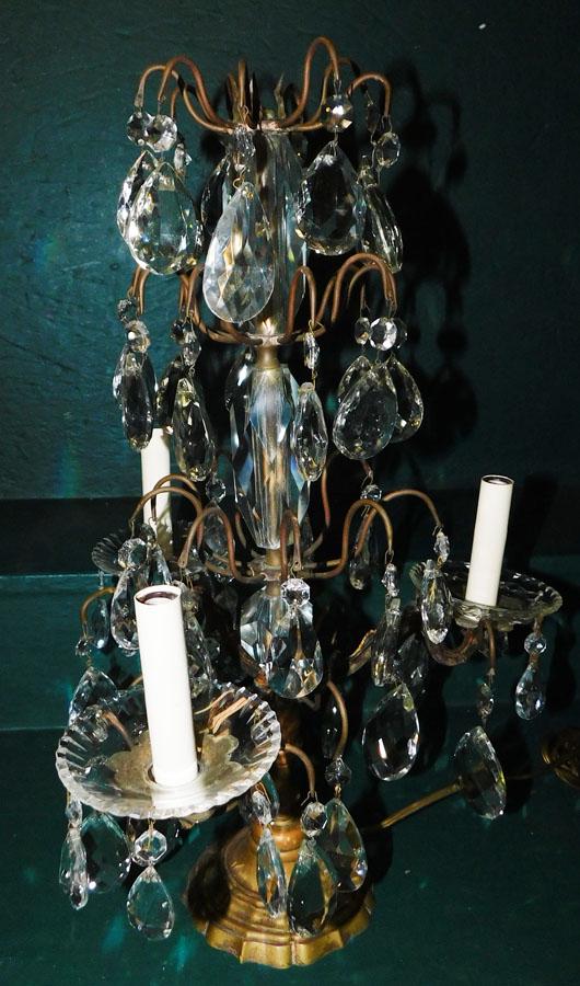 Bronze & Glass 3 Light Candelabra Lamp: Bronze & Glass 3 Light Candelabra Lamp. 20" H